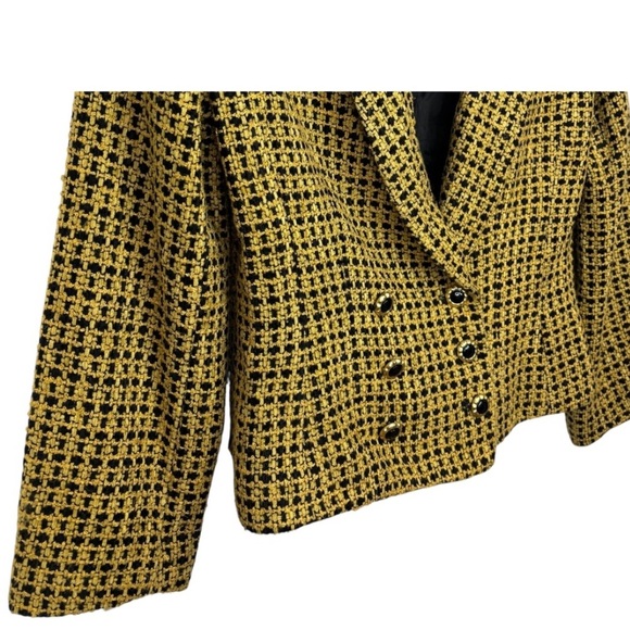 VINTAGE Rina Rossi Women's Black and Gold Tweed Blazer - Picture 6 of 14